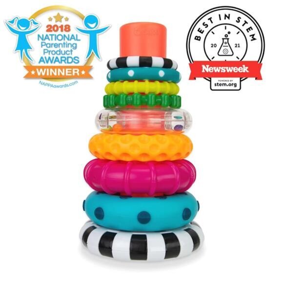 Sassy Stacks of Circles Stacking Ring STEM Learning Toy, Age 6+‎ Months - Picture 2 of 7
